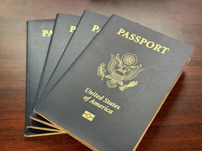US passports on a table
